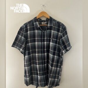The North Face Men's Blue and Gray Plaid Shirt